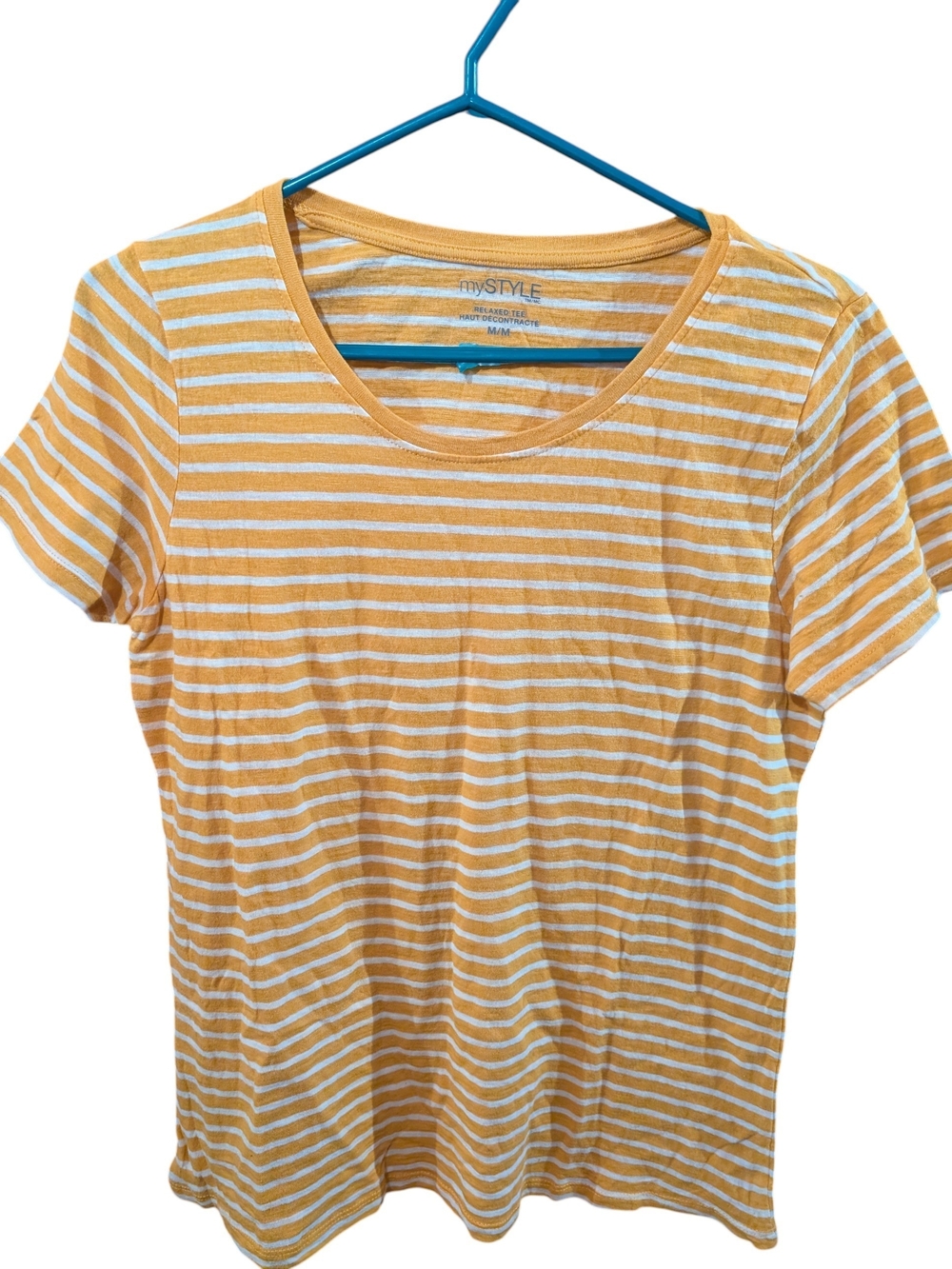 Yellow and White Stripe Women's T-Shirt